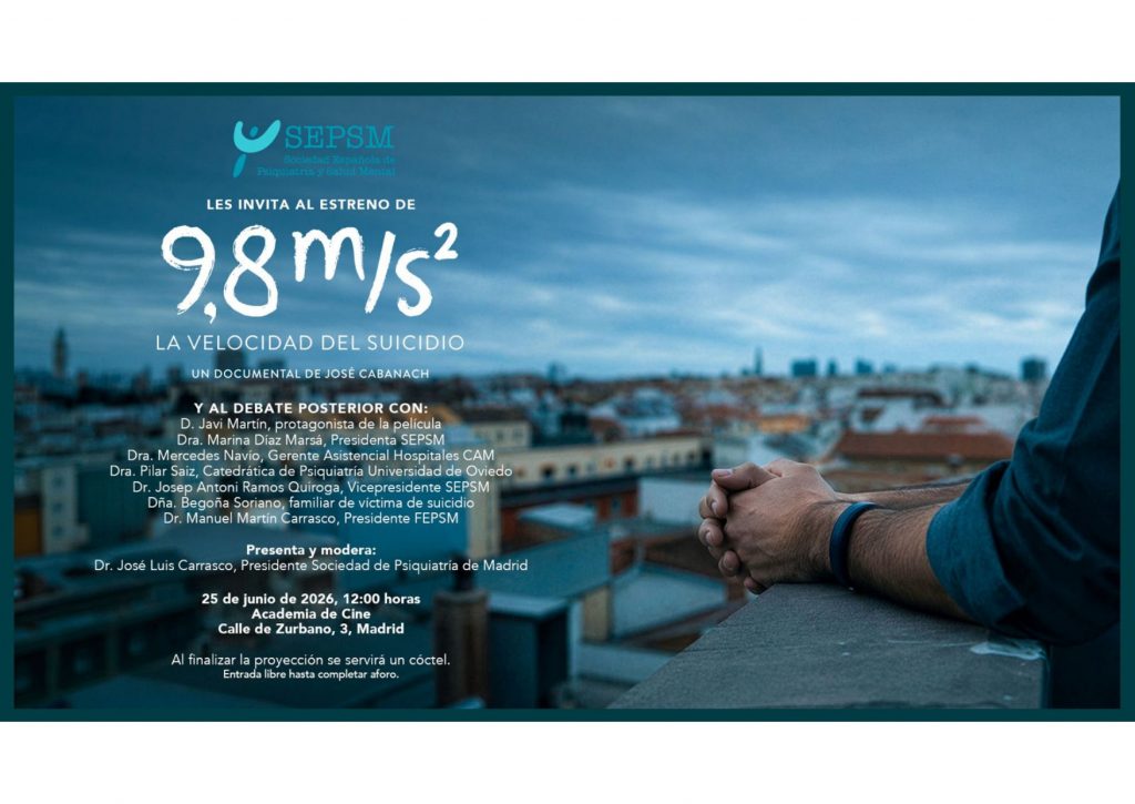 Invitación estreno documental "9,8 m/s². La velocidad del suicidio"
